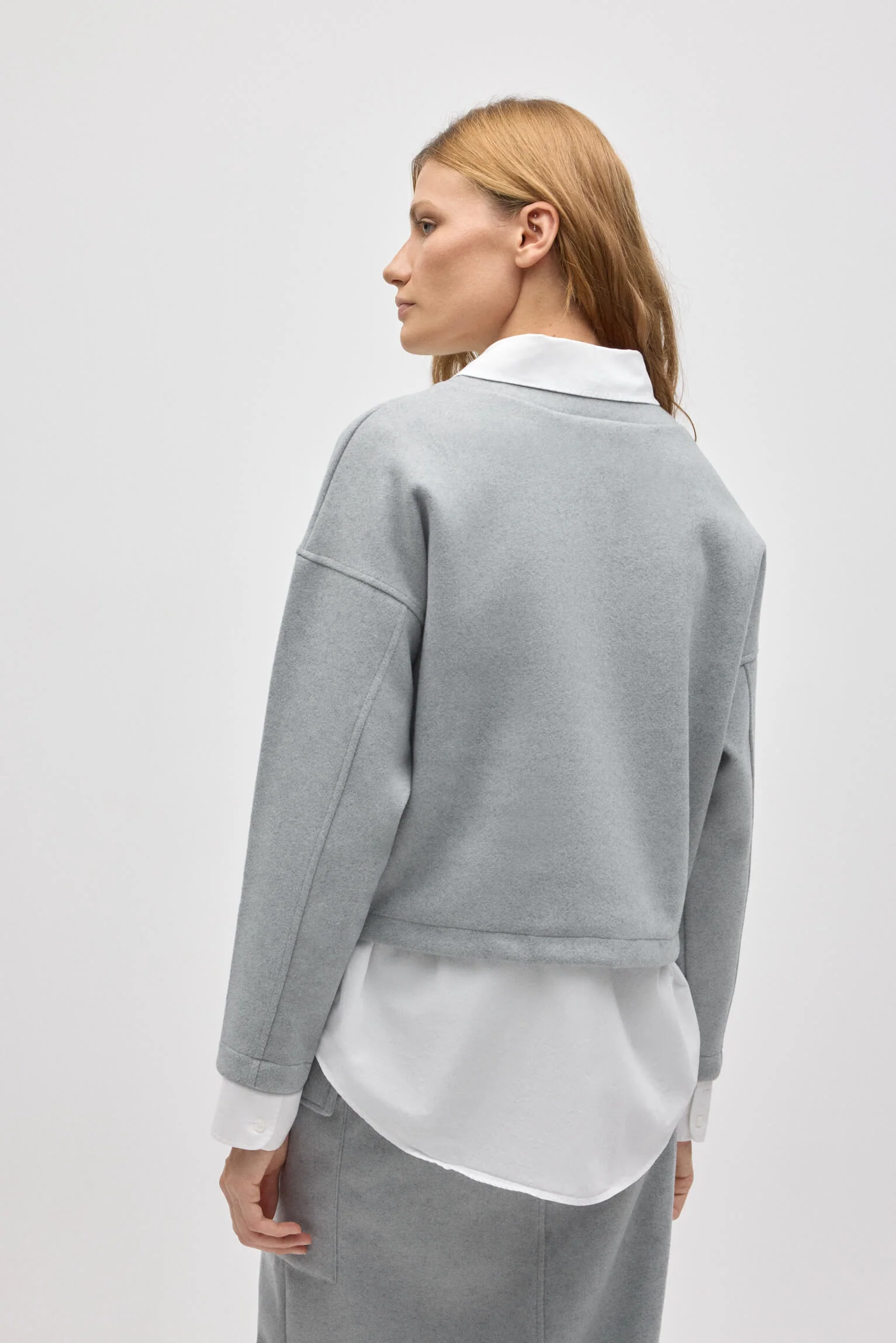Maglione girocollo grigio strutturato caldo - immagine 5
