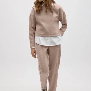 Pantaloni caldi slim fit con struttura marrone