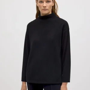Maglione con collo Perkins effetto velluto a coste nero