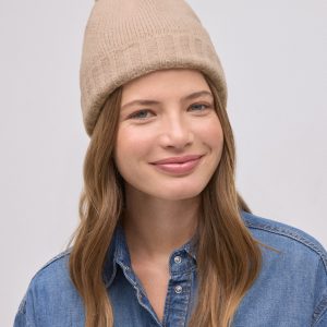 Cappello con pompon beige