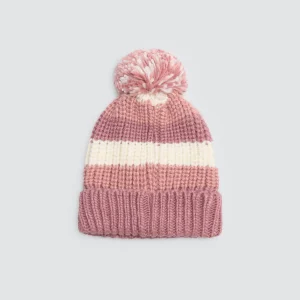 Cappello lavorato a maglia con pompon a righe