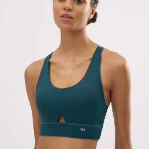 Reggiseno sportivo compressivo con dettaglio ritagliato verde bottiglia