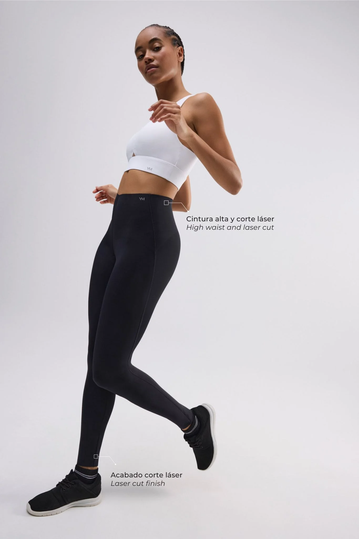Leggings sportivi compressivi lunghi neri con pancia piatta - immagine 7