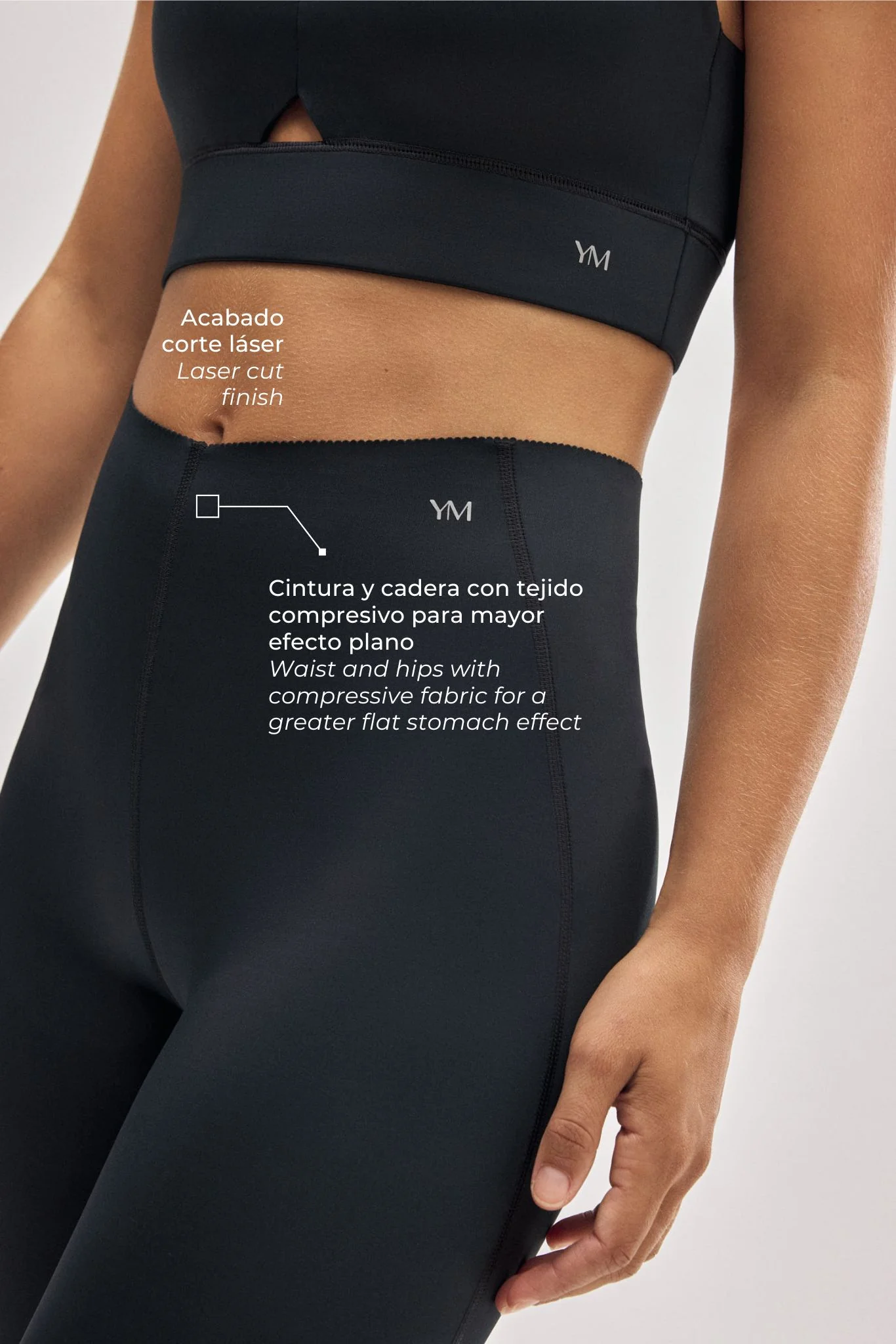Leggings sportivi compressivi lunghi neri con pancia piatta - immagine 5