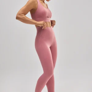 Leggings sportivi lunghi a compressione per pancia piatta in rosa