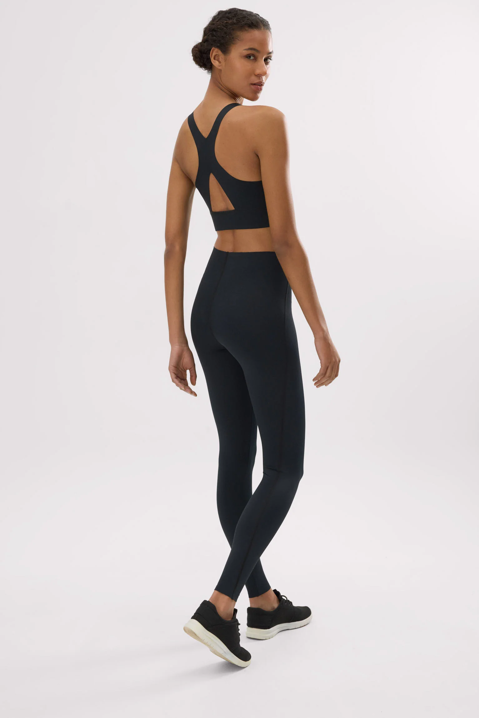 Leggings sportivi compressivi lunghi neri con pancia piatta - immagine 4