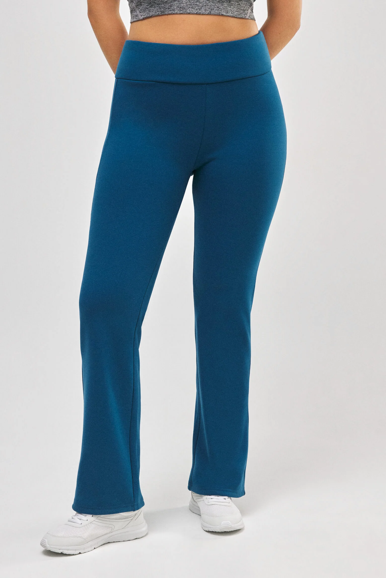 Leggings termici svasati in pile blu, stile sportivo - immagine 5