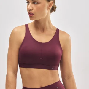 Reggiseno sportivo ad alto sostegno con spalline regolabili color bordeaux