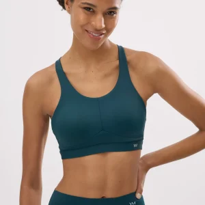 Reggiseno sportivo a compressione ad alto impatto con spalline regolabili, verde bottiglia