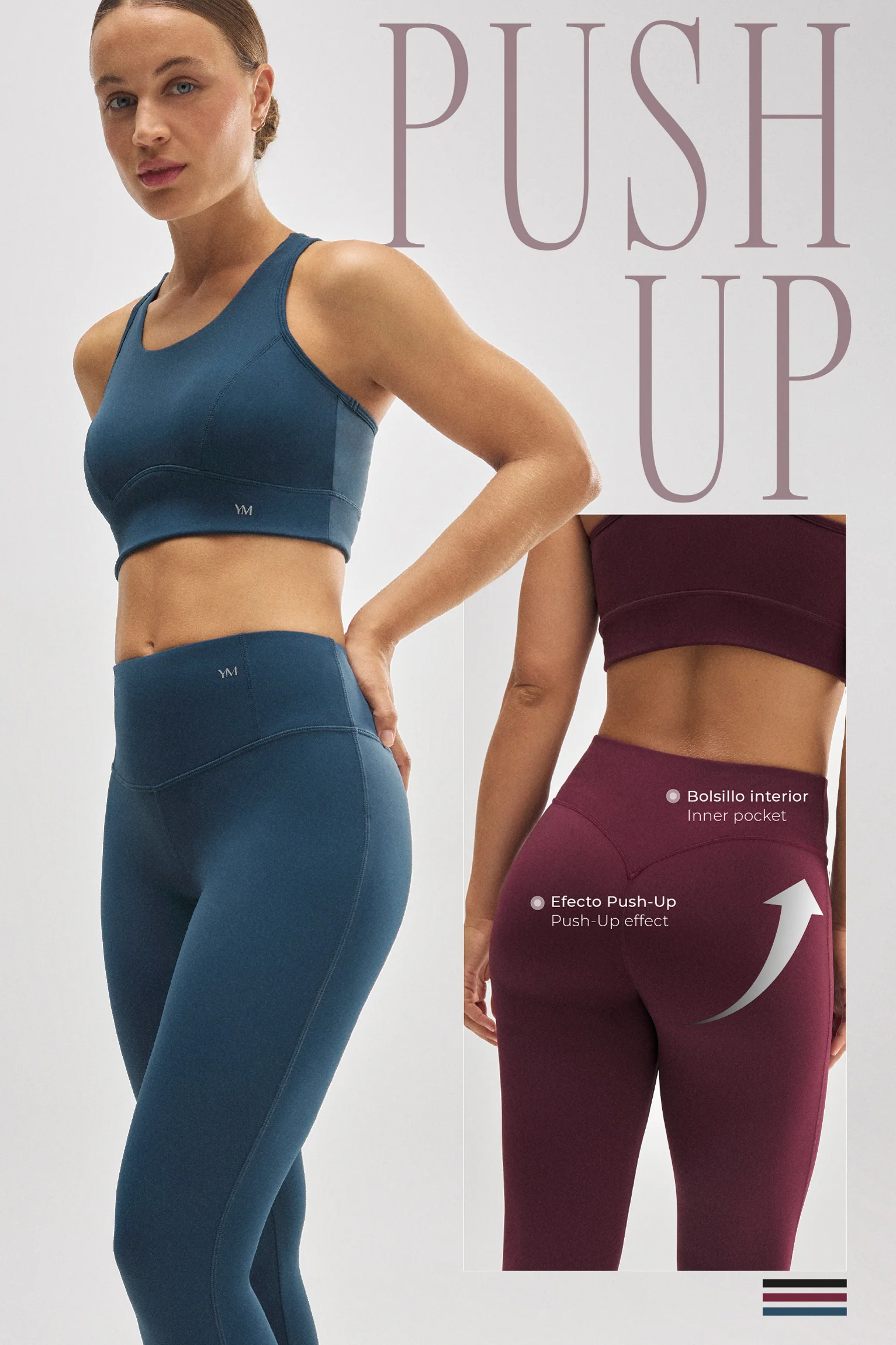 Leggings sportivi blu effetto push-up - immagine 3