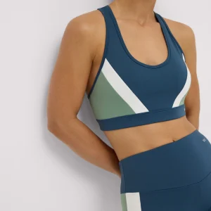 Reggiseno sportivo color block blu con imbottitura rimovibile