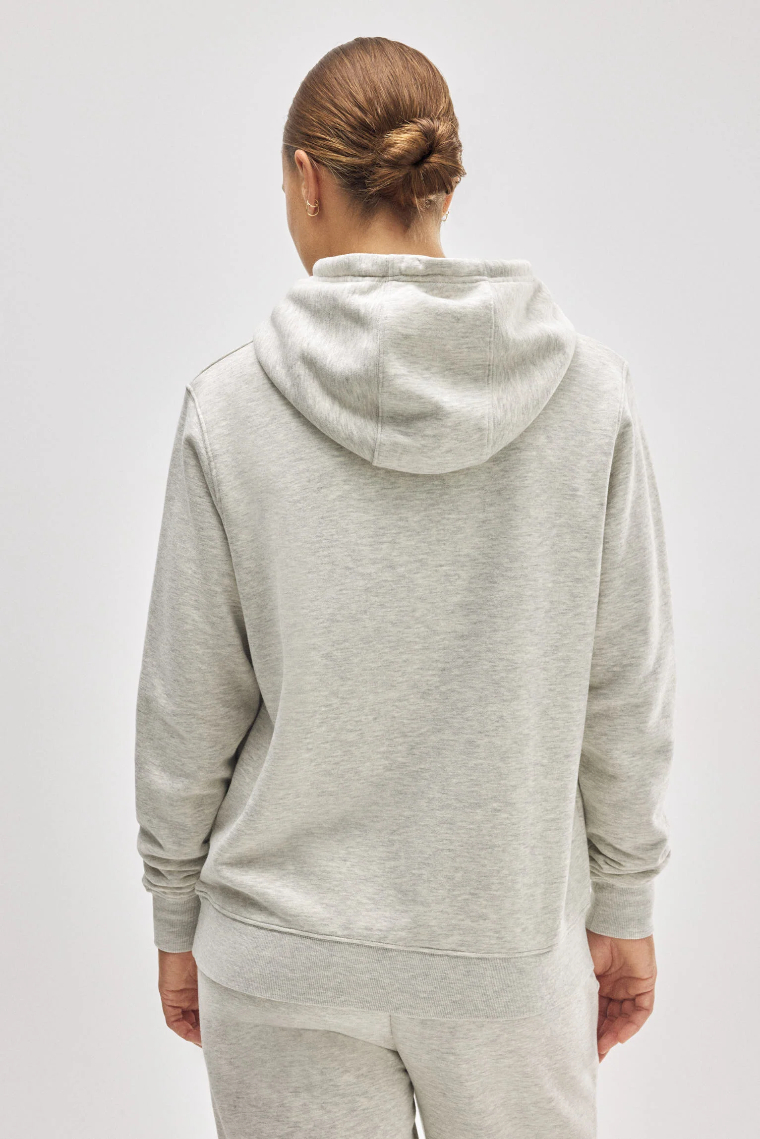 Felpa con cappuccio regolabile con interno in pile grigio - immagine 5