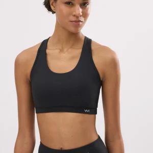 Reggiseno sportivo color block in cotone nero