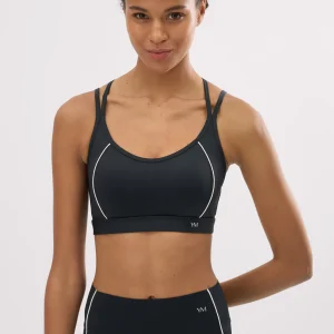 Reggiseno sportivo compressivo con design incrociato sulla schiena, nero