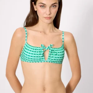 Reggiseno bikini triangolo con stampa geometrica verde, coppa B