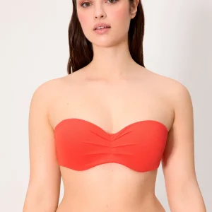 Reggiseno bikini a fascia in micropiqué corallo coppa C