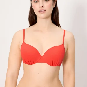 Reggiseno bikini in micropiqué corallo, coppa C