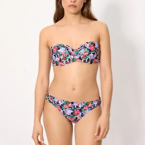 Bikini a fascia con stampa tropicale, coppa B