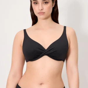 Reggiseno bikini snellente in micropiqué nero, coppa C