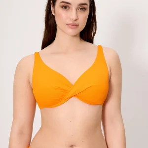 Reggiseno bikini snellente in micropiqué giallo, coppa C