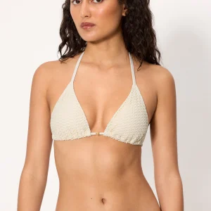 Reggiseno bikini a triangolo traforato avorio, coppa B