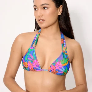 Reggiseno bikini a triangolo con stampa tropicale, coppa B