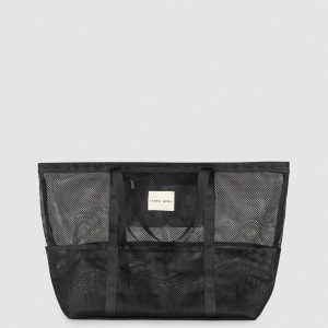 Borsa da spiaggia nera traforata