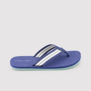 Infradito da uomo con strisce blu a contrasto