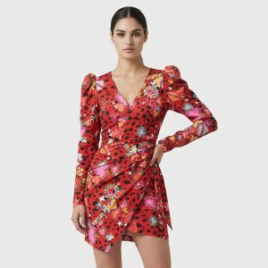 ANIYE BY – Abito Tubino Asimmetrico Donna Stampato con Maniche Lunghe (Tg 38)