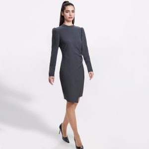 BEATRICE B. – Abito Verdone in Tessuto Tecnico con Maniche a Sbuffo