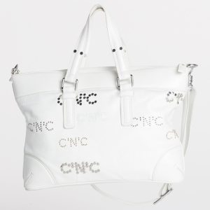 C’N’C’ Costume National – Borsa a mano bianca grande in pelle con tracolla