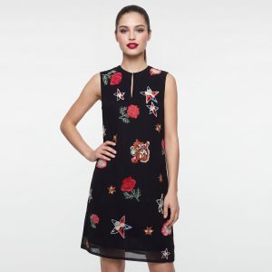 CAVALLI CLASS – Abito Donna Nero Ricamato Elegante (IT 42)