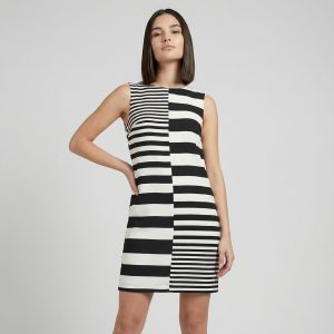 CHIARA BRUNI – Abito Donna a Righe Bianco e Nero Smanicato | Taglia M 42