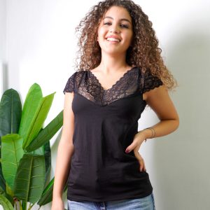 Maglia Cuore in pizzo Black