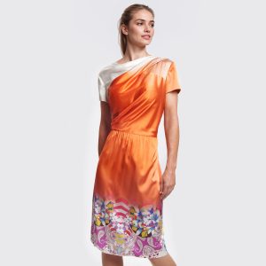 ETRO – Abito in Seta Arancio con Drappeggio