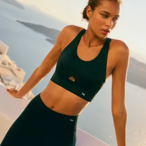 Reggiseno sportivo compressivo dettaglio apertura sostegno medio nero