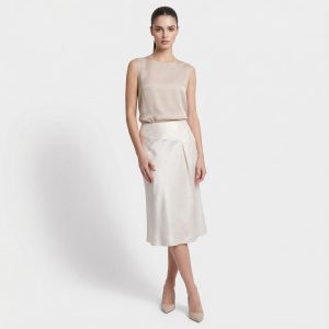 GIORGIO ARMANI – Gonna Bianca in Seta da Donna Giorgio Armani con Zip Laterale