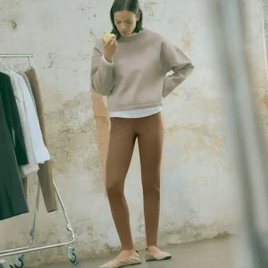 Leggings effetto metallizzato marrone