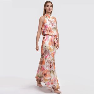 GUESS – Abito Lungo Floreale Katia – Acquarelle Bloom Print