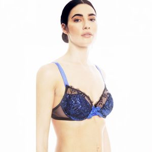 ROSAPOIS by VALERY LINGERIE – reggiseno pizzo, paillettes blu