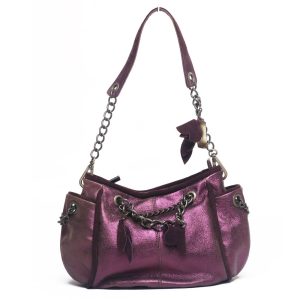 BLUMARINE – Borsa a spalla bordeaux in suede con catena