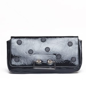 COCCINELLE – Borsa a mano / pochette nera in pelle verniciata