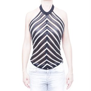 DOSSIER – Top elegante ecopelle bianco e nero