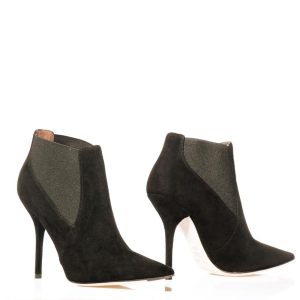 DOLCE & GABBANA – Tronchetto Donna Scamosciato Nero con Tacco a Spillo (EU 38)