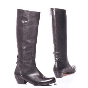 TENTAZIONE – Stivale Donna Pelle Nero con Tacco Basso Texano