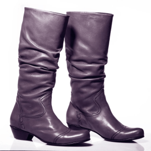 TENTAZIONE – Stivale Donna Pelle Viola Texano con Tacco Basso (37 cm)