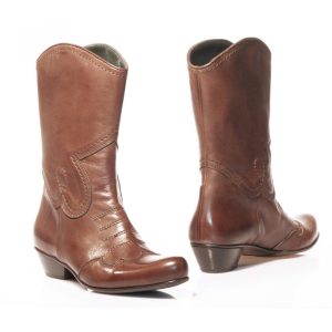 TENTAZIONE – Stivale Donna Texano Pelle Marrone con Tacco Basso (EU 39)