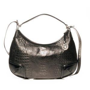 TOSCA BLU – Borsa Donna Nera Effetto Coccodrillo a Mano