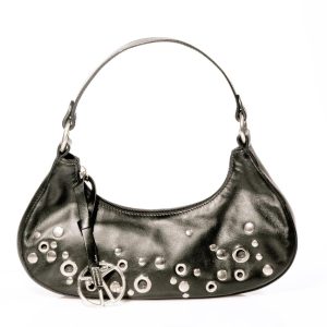 COCCINELLE – Mini borsa nera donna in pelle con borchie