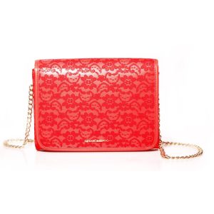 RINASCIMENTO – Borsa a tracolla rossa da sera con catena oro